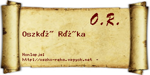 Oszkó Réka névjegykártya